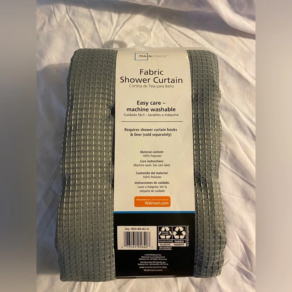 NWT Fabric shower curtain- grey
